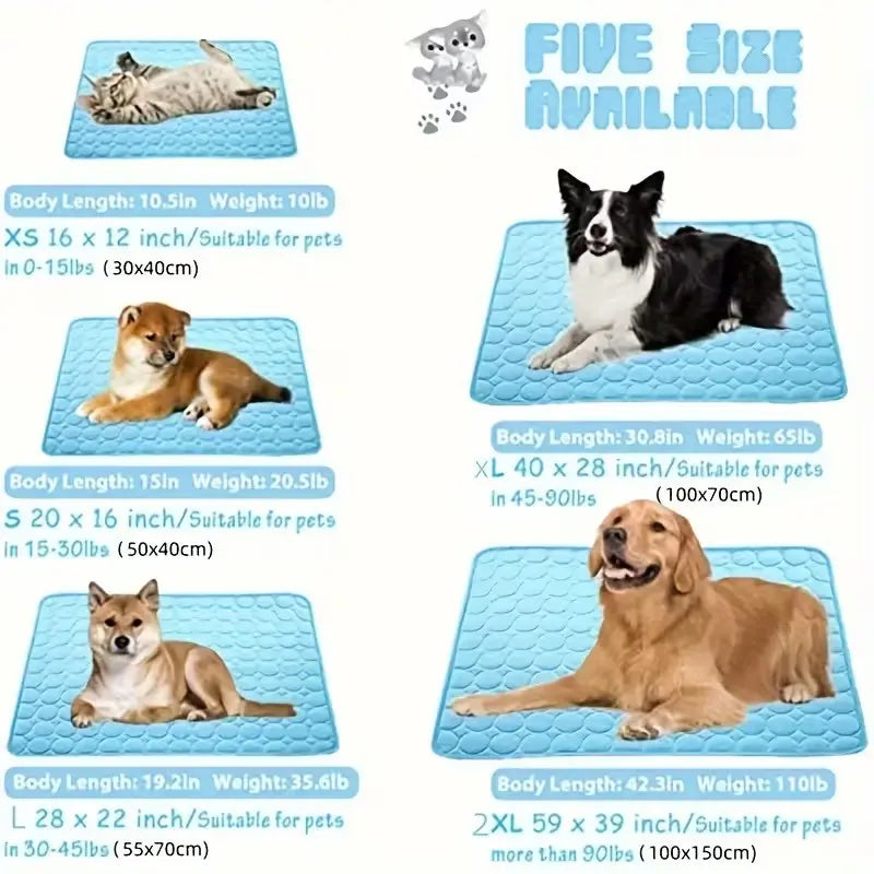2026 New Cooling Dog Pad, Ice Silk Cooling Mat for Dogs, Non-Slip & Machine Washable Design, Summer Comfort Mat for Small to Large Pets, Universal Fit, Recycle